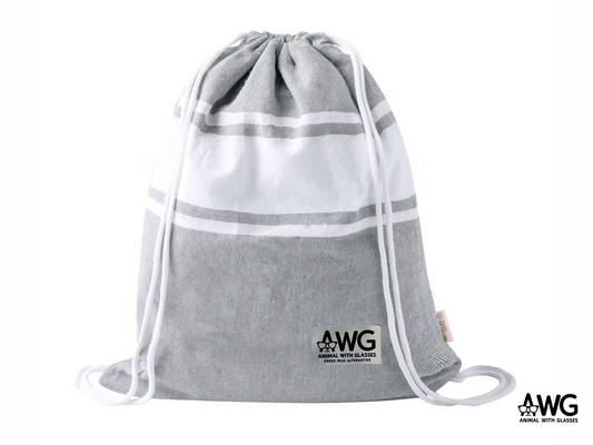 Asciugamano microfibra grigio con sacca - Cotone riciclato eco-friendly AWG