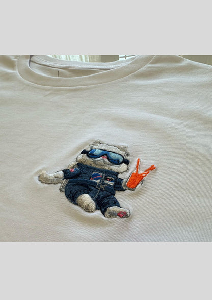 T-Shirt Gatto Spaziale in cotone biologico | Collezione Animal With Glasses