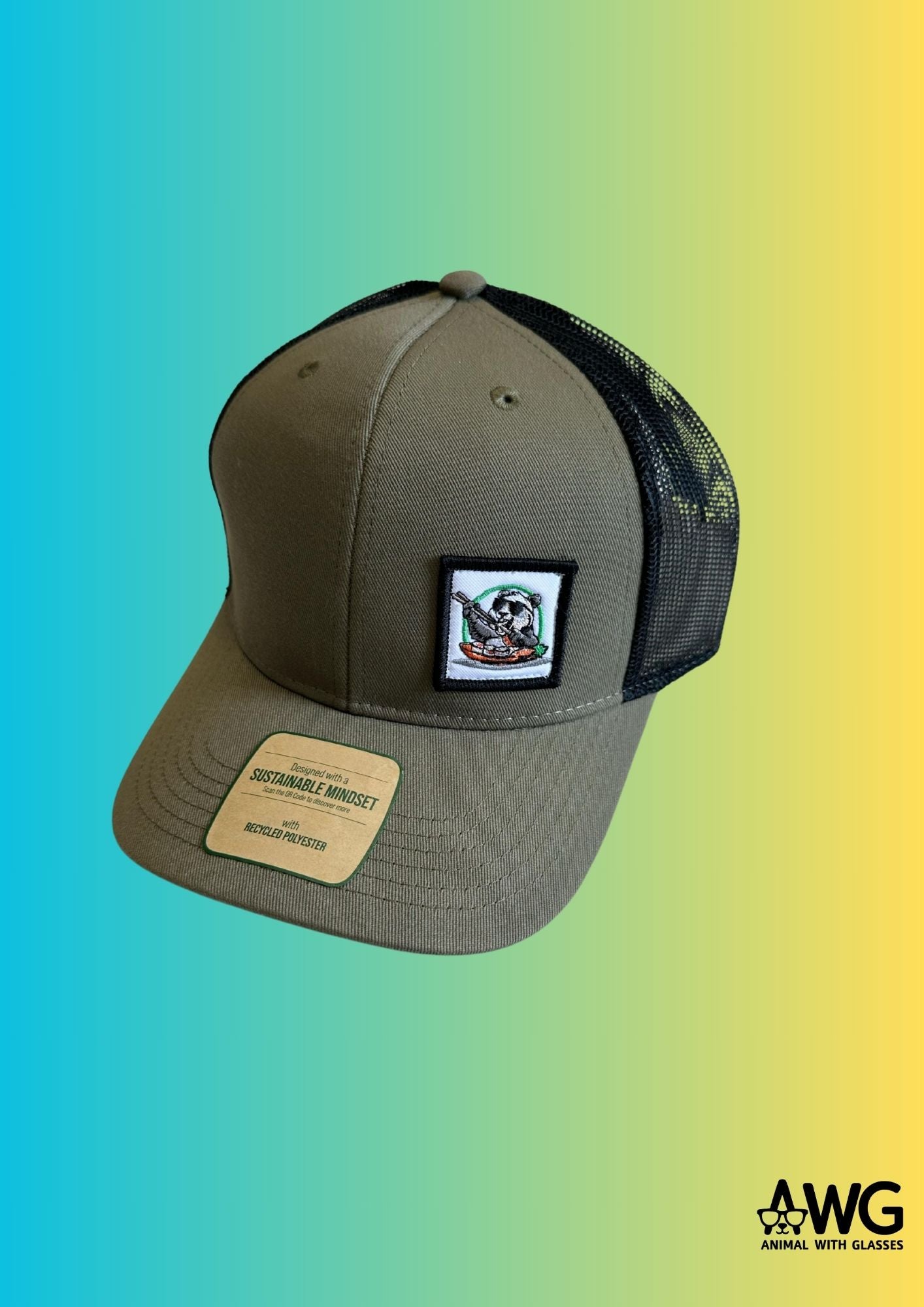 Cappellino trucker verde in poliestere riciclato - Cappello eco-friendly AWG