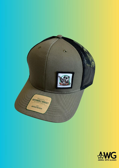 Cappellino trucker verde in poliestere riciclato - Cappello eco-friendly AWG