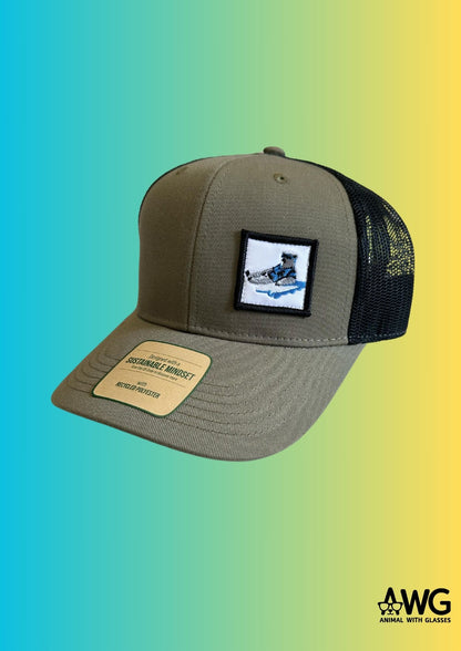 Cappellino Trucker Verde 100% Poliestere riciclato | Collezione Animal With Glasses