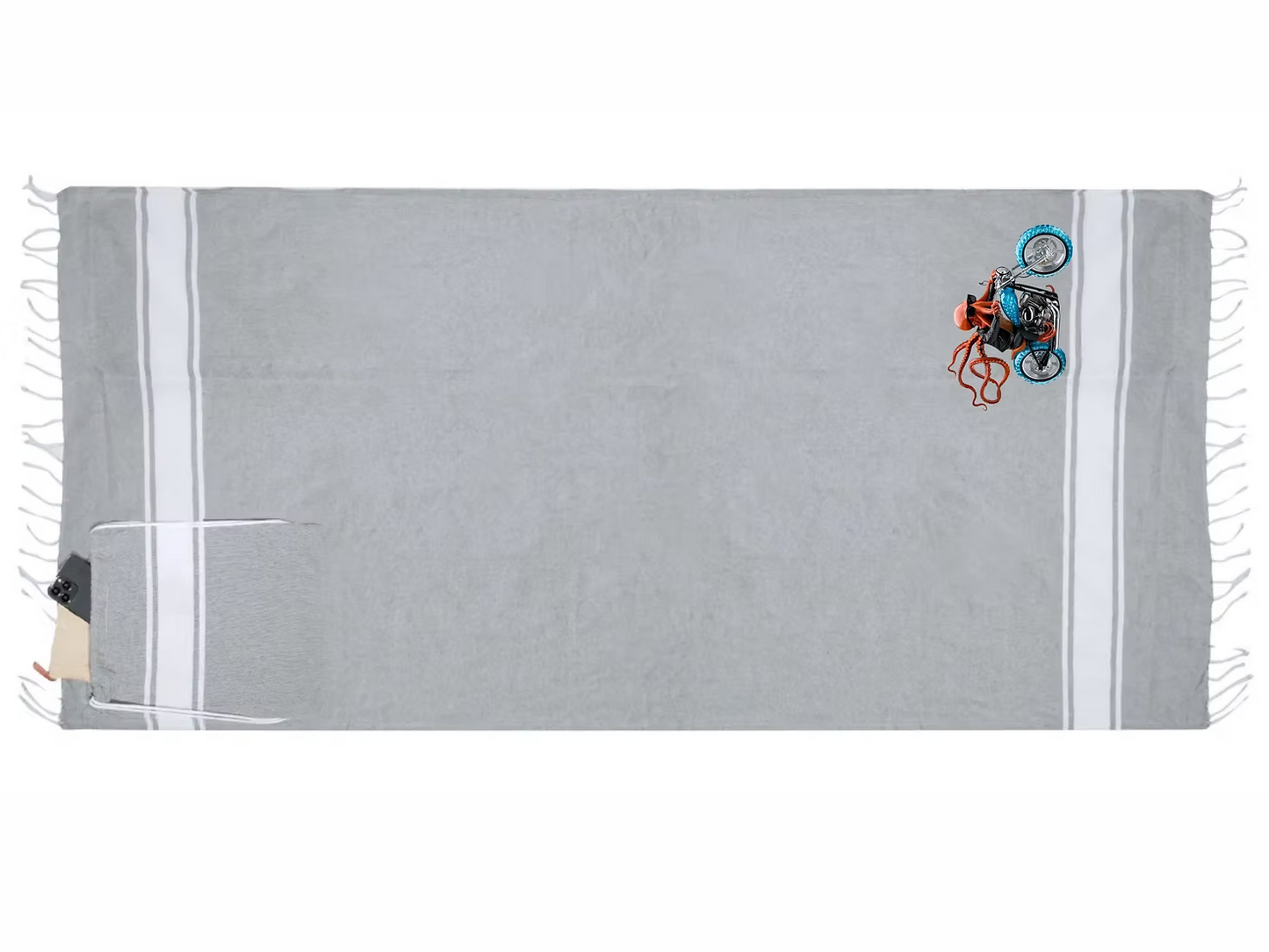 Asciugamano Grigio con Sacca in cotone riciclato | Collezione Animal With Glasses