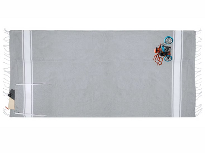 Asciugamano Grigio con Sacca in cotone riciclato | Collezione Animal With Glasses