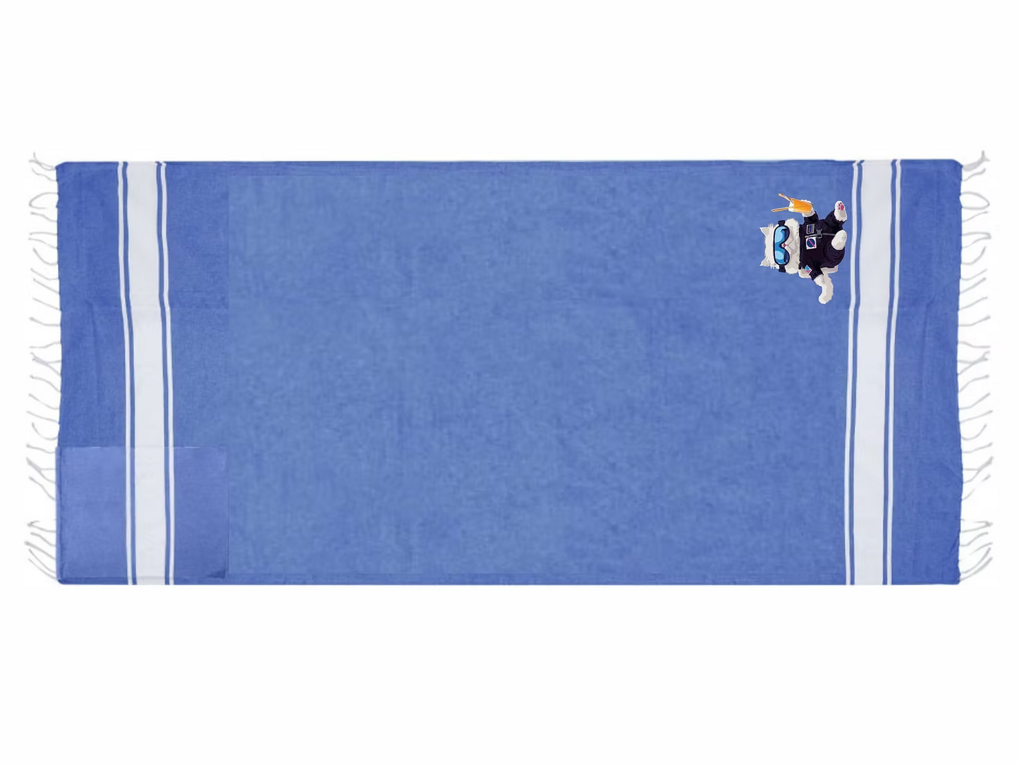 Asciugamano Blu con Sacca in cotone riciclato | Collezione Animal With Glasses