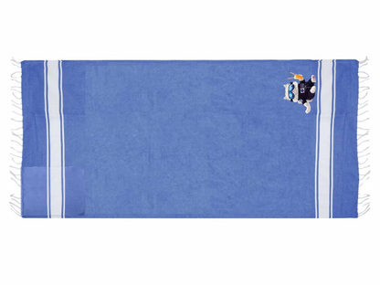 Asciugamano Blu con Sacca in cotone riciclato | Collezione Animal With Glasses