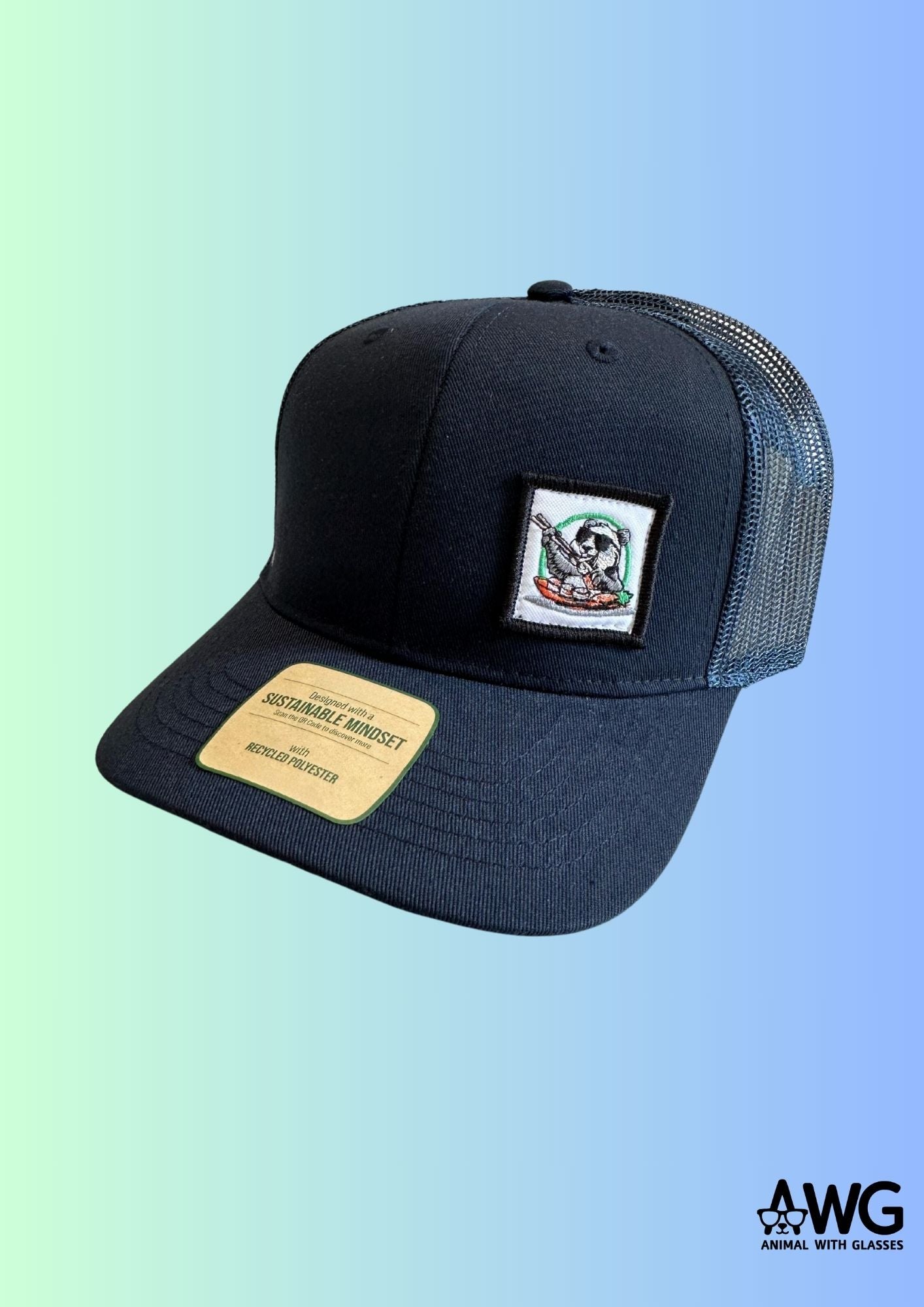 Cappellino Trucker Blu 100% Poliestere riciclato | Collezione Animal With Glasses