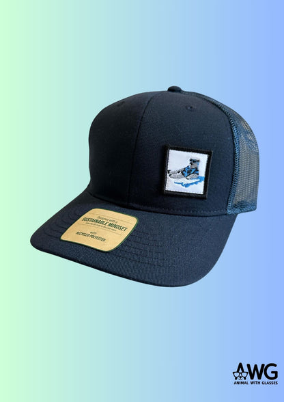 Cappellino Trucker Blu 100% Poliestere riciclato | Collezione Animal With Glasses