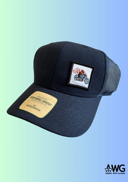 Cappellino Trucker Blu 100% Poliestere riciclato | Collezione Animal With Glasses
