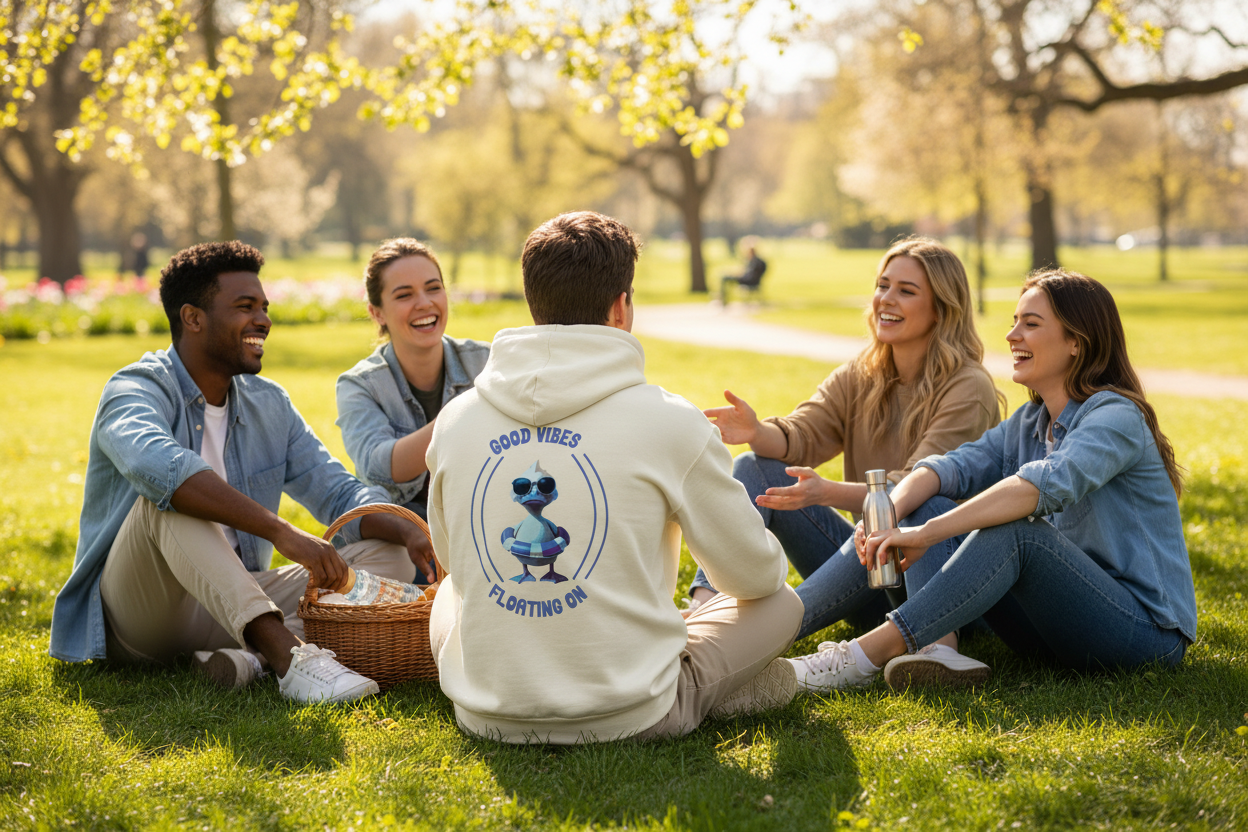 AWG - Hoodie "Good Vibes - Floating On" – Relaxed Edition - Sostenibile