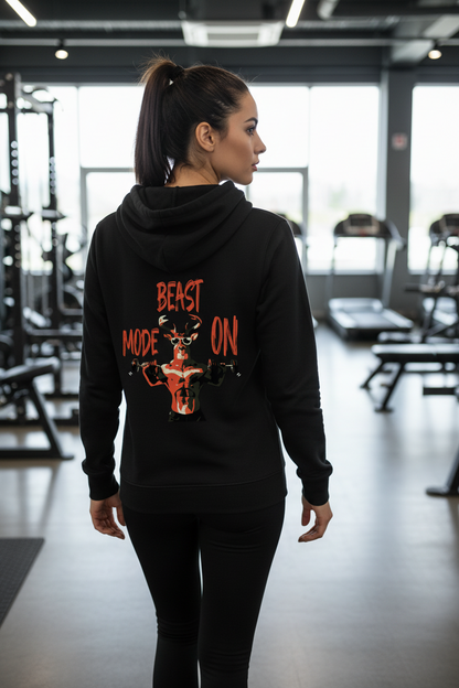 AWG - Hoodie Zip "Beast Mode On" – Black Training Edition - Sostenibile