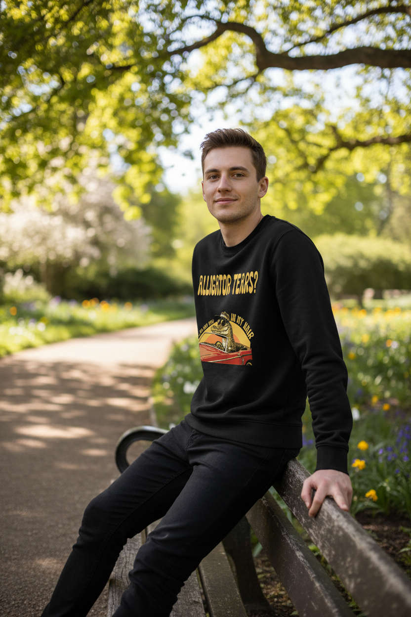 AWG - Sweatshirt "Alligator Tears?" – Urban Vintage Feel - Sostenibile